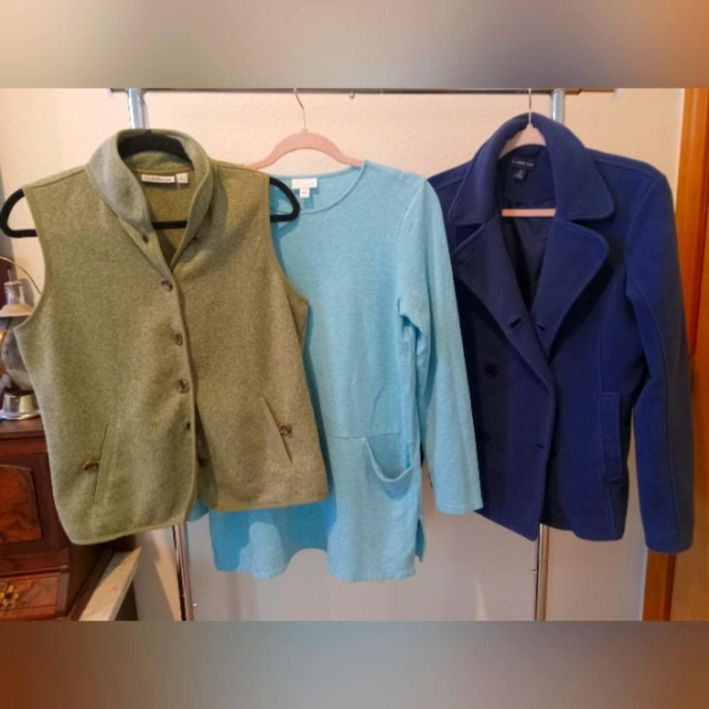 3 items  Croft Barrow vest  jjill tunic Lands End fleece
